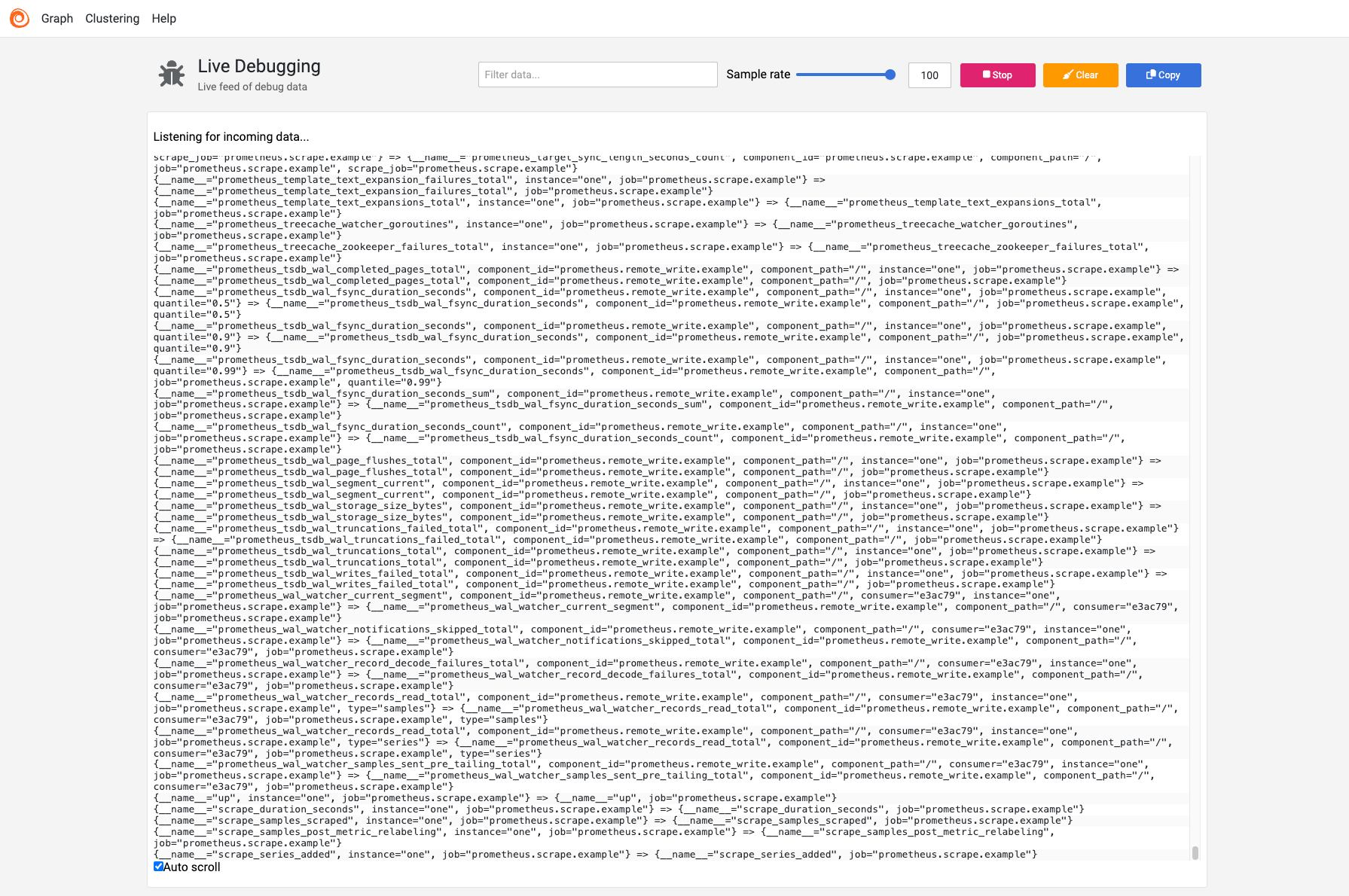 Alloy UI live debugging page
